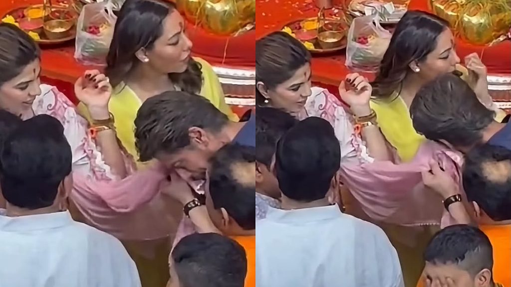 Shah Rukh Khan Wipes His Face With Manager Pooja Dadlani's Dupatta At Lalbaugcha Raja; Netizens Ask 'Why Not Gauri Khan's?'